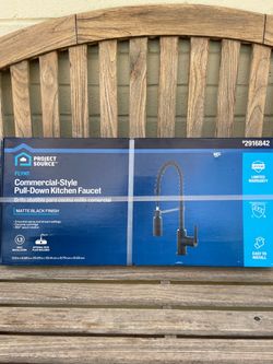 Project Source Flynt Pull-Down Kitchen Faucet Matte Black