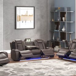 Reclining 3pc Luz Chocolate- Led Speaker 🔥🥳❤️🚛