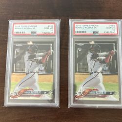 (2) Ronald Acuna Jr 2018 Topps Chrome PSA 10 GEM MINT Rookie RC