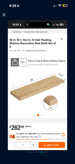 Set of 2 floating shelves