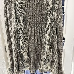 Fur Collar And Cuffs Cardigan