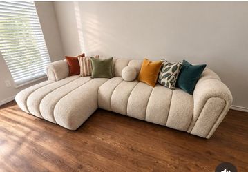 “Brand New Cream Bouclé L-Sectional
