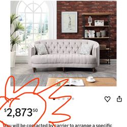 Grey Couch Sofa Gray Loveseat Tufted Grey