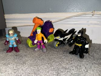 2009 RARE LOT IMAGINEXT DC BATMAN, MR. FREEZE  , JOKER & CAR 