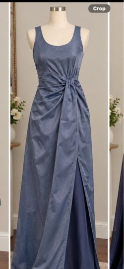 Blue Satin Sleeveless Maxi Formal Gown