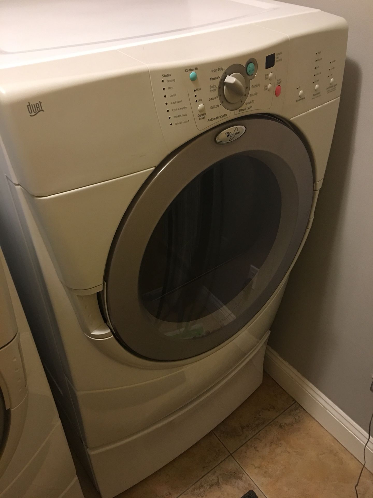 Whirlpool Dryer GGW9250PW Gold Duet 27" Duet Front-Load Gas Dryer with 7.0 Cu. Ft. Capacity, 8 Automatic Cycles, Senseon Drying System