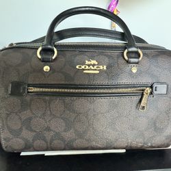 Like New Coach Women’s Signature Rowan Satchel In Brown 
