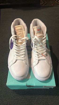 Nike High-Top White Sneakers with Purple Accents