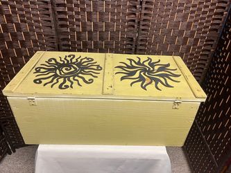 Hand-Painted Wooden Storage Trunk