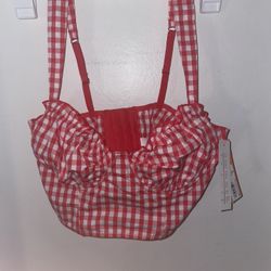 Colsie Women’s Woven Corset Bra Red NWT Size Small Checkered Pattern Cute Fall