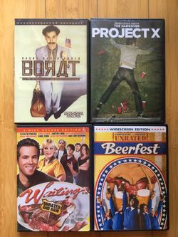 Waiting (Unrated & Raw) Borat Beerfest (Unrated) Project X Four DVD Lot $13.00