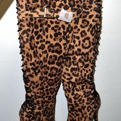 Cheetah print mid thigh high boots Size 7 1/2 