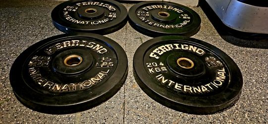 FERRIGNO 45LB BUMPER PLATES OLYMPIC RUBBER PLATE WEIGHTS