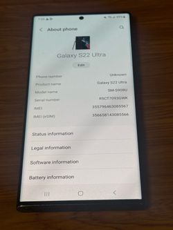 Samsung Galaxy S22 Ultra 128GB Bad ESN
