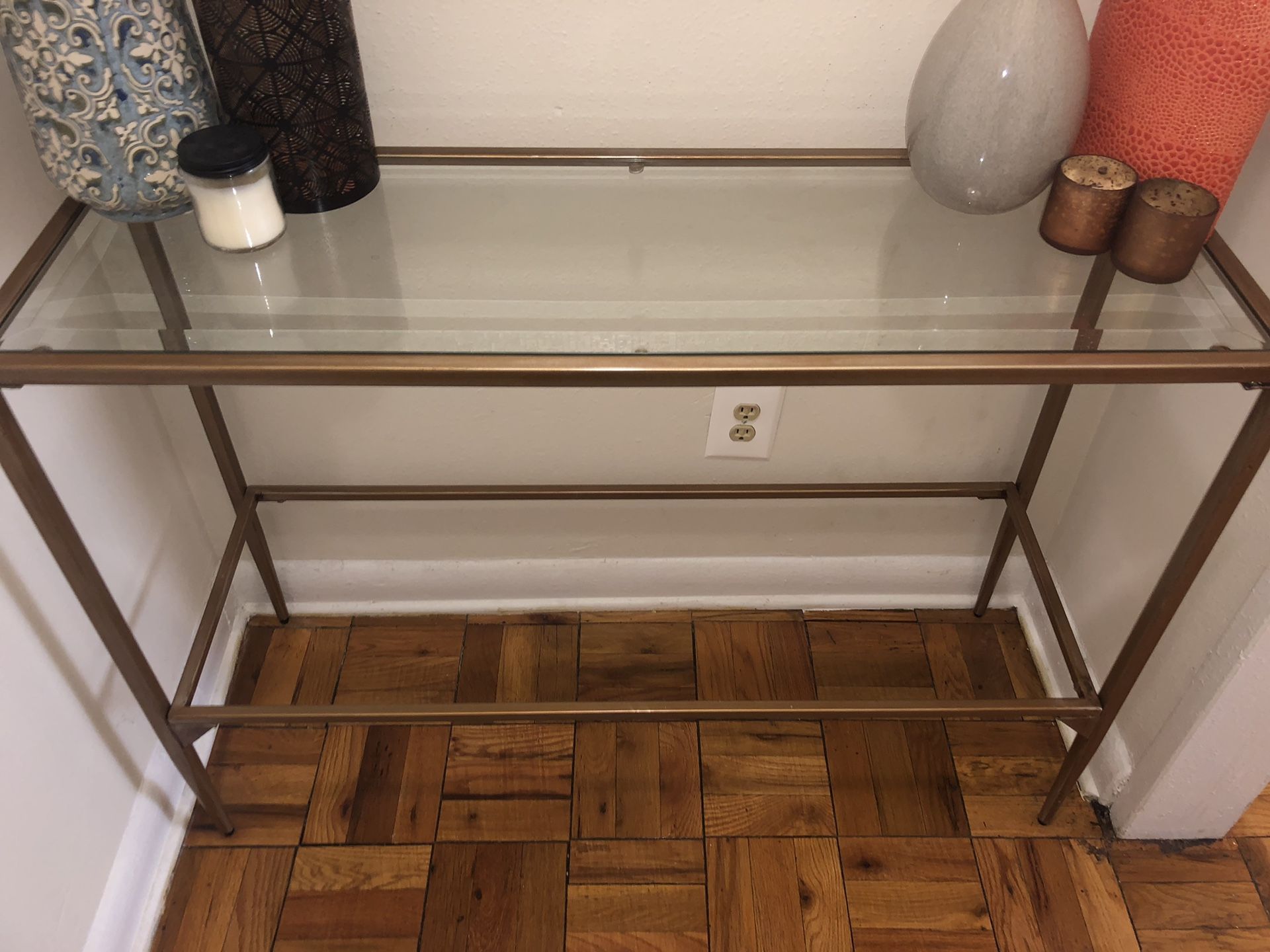 Glass and metal console table