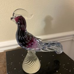 Barbínu Murano Amethyst Purple Peacock ( has Chip on beak )