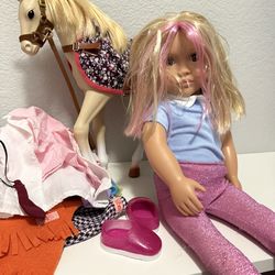 Our Generation Doll Lot With Horse And Extra Clothes