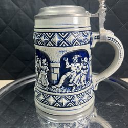 German Bayern Coat of Arms Cobalt Blue Lidded Beer Stein