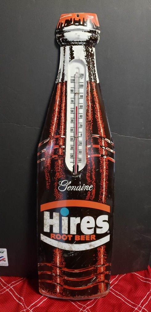 Vintage HIRES Rootbeer Soda Bottle Thermometer- Advertising therm