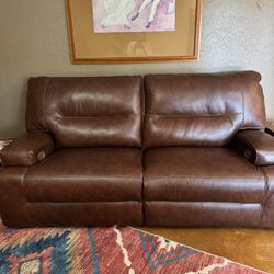 Leather Recliner Couch + Love Seat