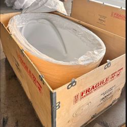 B0043 55-1/8" L x 30-3/4" W Luxury Contemporary Solid Surface Stone Resin Freestanding Bathtub in Matte White