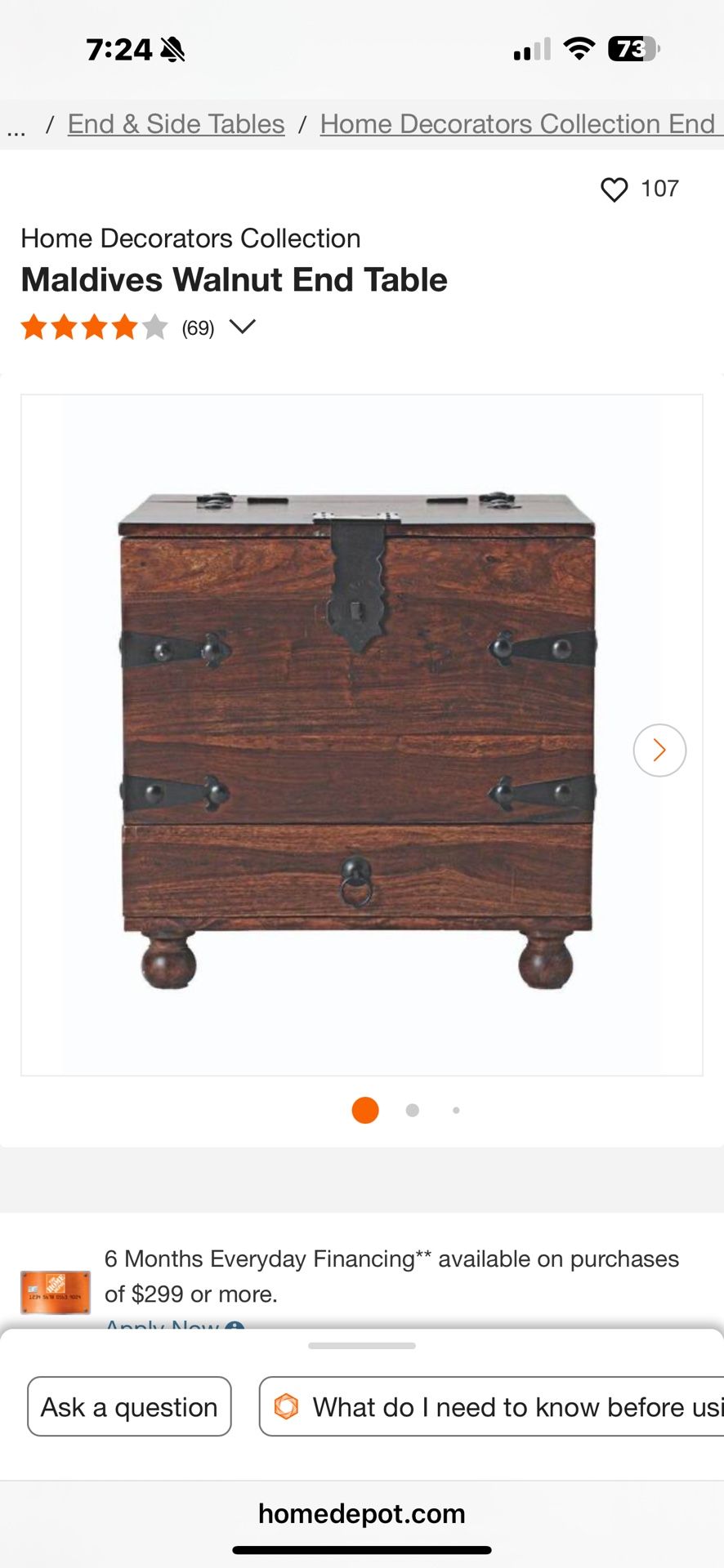 Maldives Brown Walnut End Table