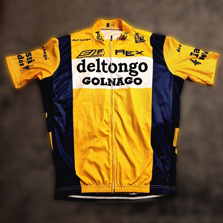 Vintage 1980s Del Tongo Cycling Jersey XXL Colnago Retro Italian Bike Shirt