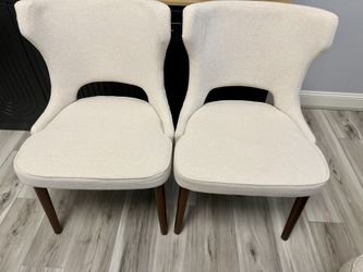 Brand New A Set Of 2 Wingback Farmhouse Dining Chairs, Upholstered Fabric Side Chairs with Solid Wood Legs, Modern Kitchen Chairs for for Dining Room 