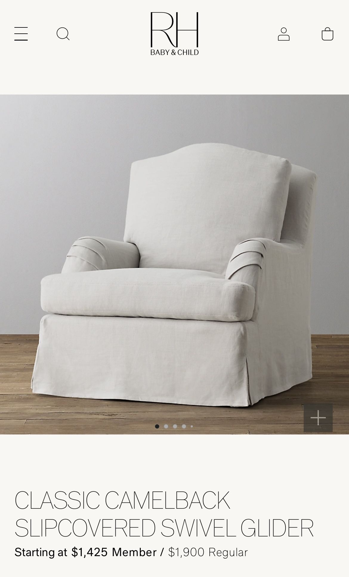 Restoration Hardware Classic Camelback Swivel Glider