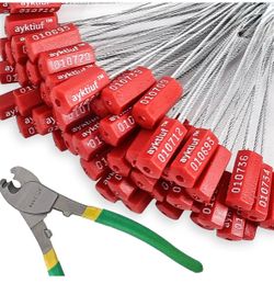598 Pieces (Color Red) Security Cable Seals, Metal Number Security Tags for Truck, Trailers, Cargo, Containers, Vans, Oil Tank, Milk Vehicle
