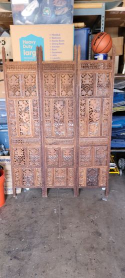 Antique Oak Folding Screen