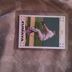 joel zumaya autographed baseball card.