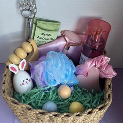 Easter Spa Gift Basket Pink Self Care Bath Set Bunny Gift for Women