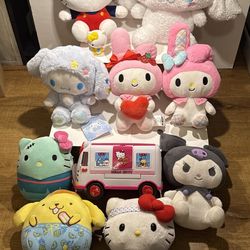 Large Lot of Sanrio Hello Kitty / Cinnamoroll / Kuromi Plush Toys, Some New