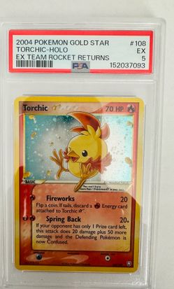 2004 Pokemon Ex Team Rocket Returns #108 Torchic Gold Star Holo PSA 5 NEW CERT