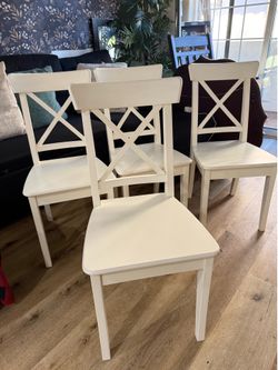 4 White Farmhouse chairs