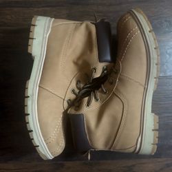 Tan Leather Lace-Up Work Boots