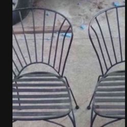 Wrought Iron Fan Backed Chairs (2)