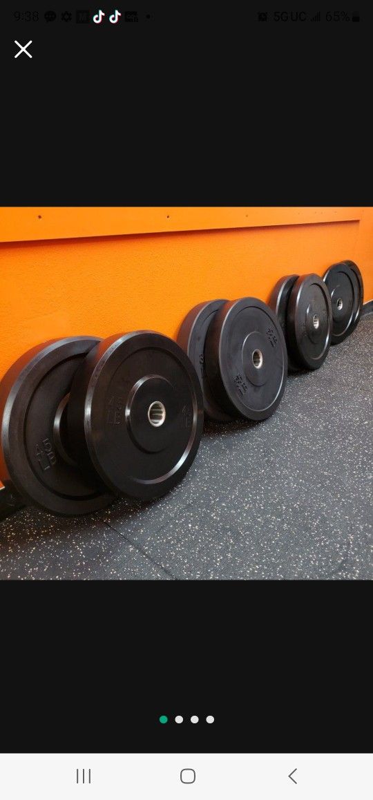 ☢️BLACK BUMPER PLATES, COLOR BUMPER PLATES, EASY GRIP PLATES,CAST IRON PLATES  EACH COMPLETE SET $349 ( BRAND NEW IN THE BOX  )