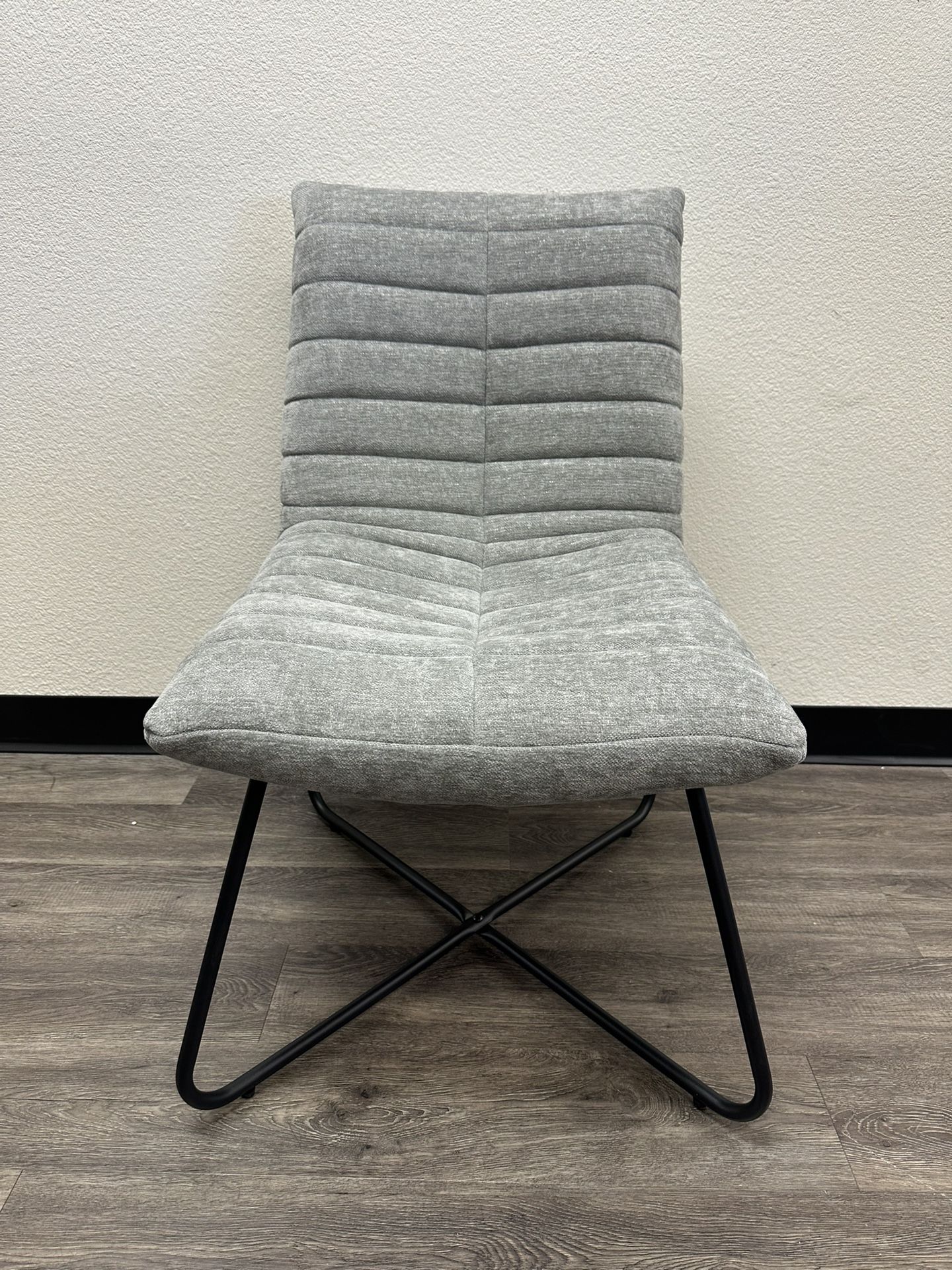 Modern Upholstered Accent Chair – Gray Fabric (2 Available)