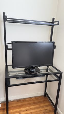 Tempered Glass Top Computer Desk