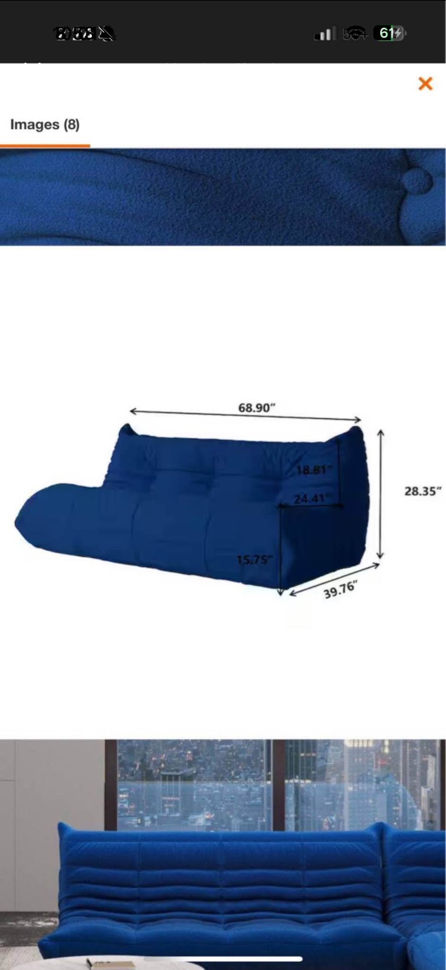 Lazy Floor Sofa, Soft Teddy Velvet 3 Seat Minimalist Couches(3 Seat, Blue)
