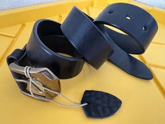 Black Leather Belt with Brass Buckle