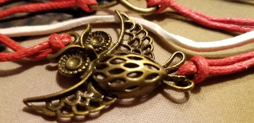 Owl, Love, Infinity Charm Adjustable Bracelet