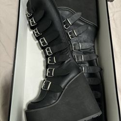 Demonia Black Leather Boots