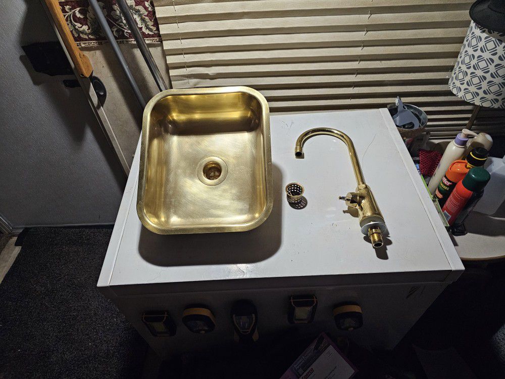 Solid Brass Bar Sink With Faucet. 