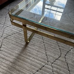 MCM Vintage Glass Coffee Table Chrome Detail