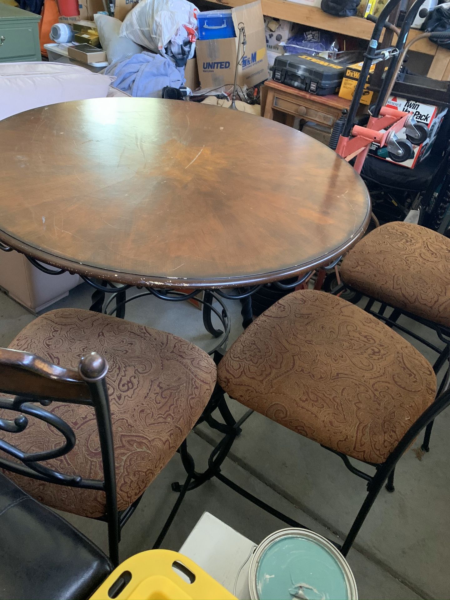 KITCHEN WOOD TABLE WITH THREE STOOL CHAURS