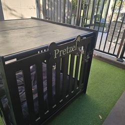 Black Wooden Dog Cage Furniture for Large Dog