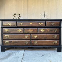 Gorgeous  black and walnut  dresser console or credenza by American Drew